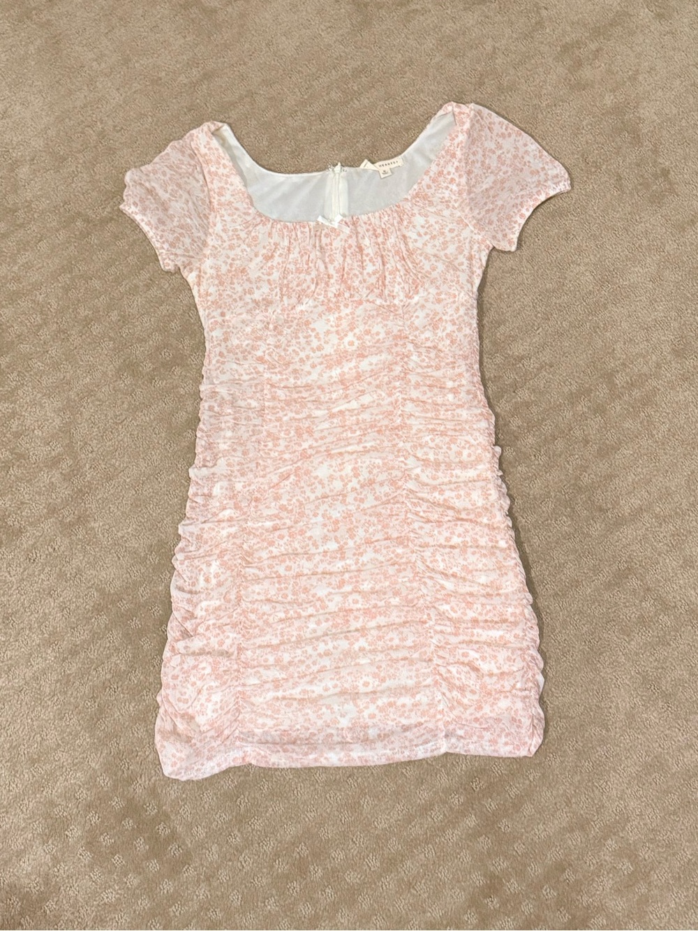L.A. Hearts Pink Floral Ruched Short Sleeve Dress